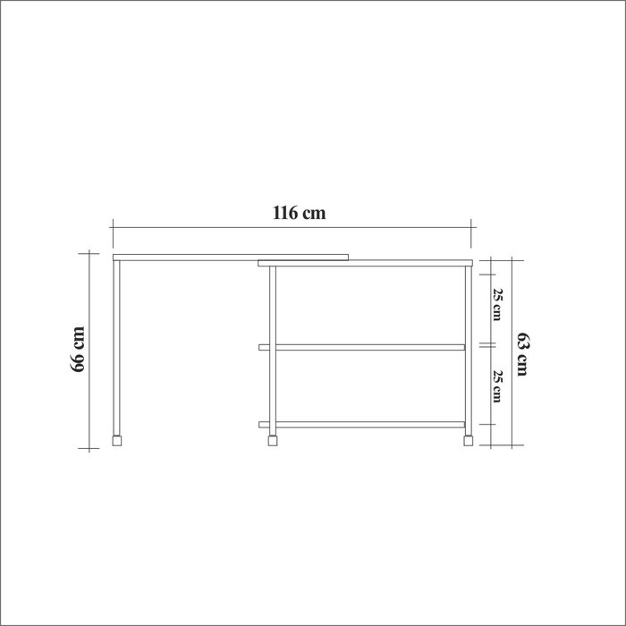 Hanah Home Mesa Auxiliar Industrial Tablero Melamina Pino Atlántico y Negro 70x63x76 cm